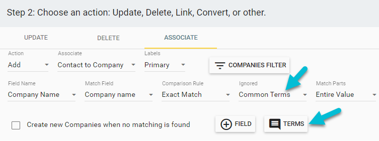 associate contacts to companies by name