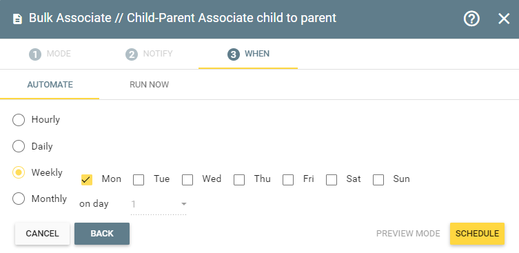 association automation on a set schedule