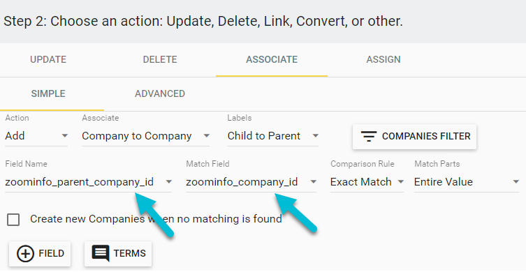 child to parent in hubspot based on zoominfo
